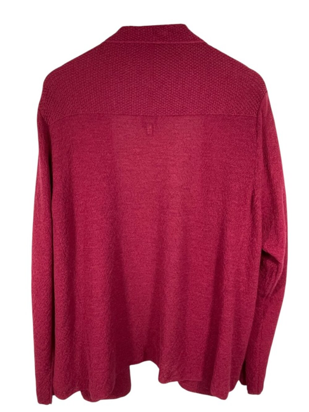 Eileen Fisher Woman 2X 100% Wool Italian Yarn Open Front Cardigan Berry - Picture 3 of 10